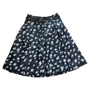 Kate Spade 100% Silk Blue Midi A-Line Pleated Skirt